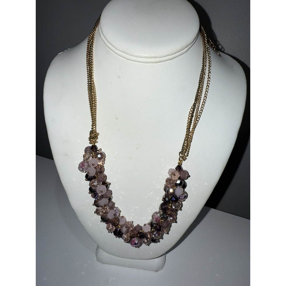 Ali Khan New‎ York Necklace Modern Chic Purple Glass Beads Gold Tone Chain